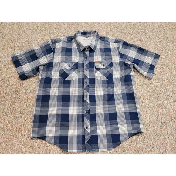 Orvis Other - Orvis Shirt Mens XL Blue Plaid Button Up Short Sleeve Fishing Hiking Camping